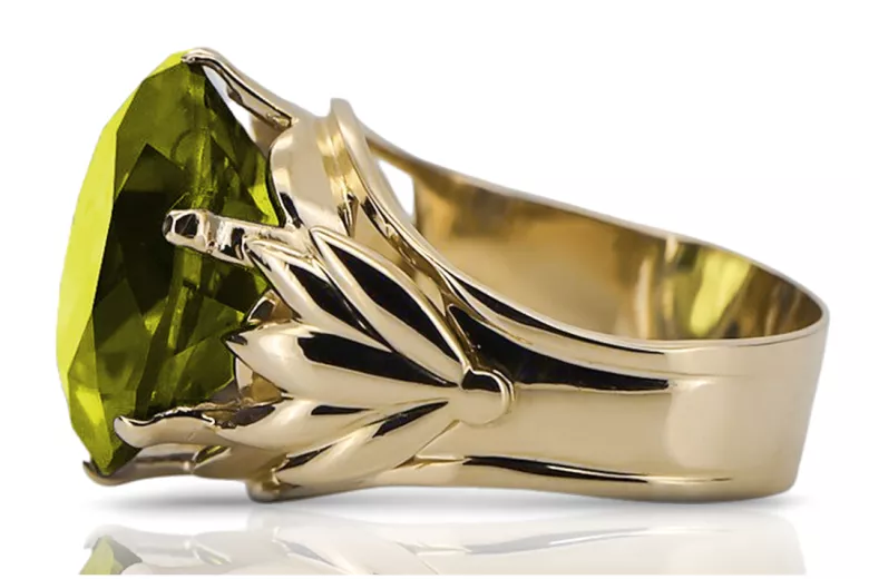 Yellow Peridot Or jaune 8 carats Anneau Style vintage vrc029x-yp Art Deco Bijoux Art Déco russes, style URSS
